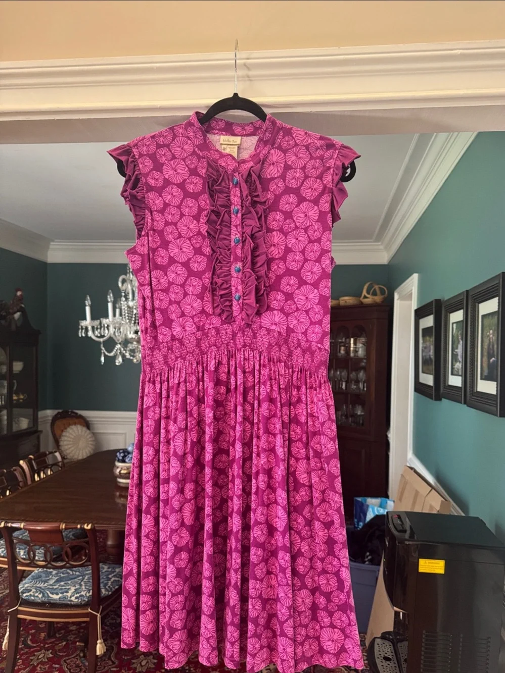Matilda Jane Magenta Floral Ruffle Front Dress